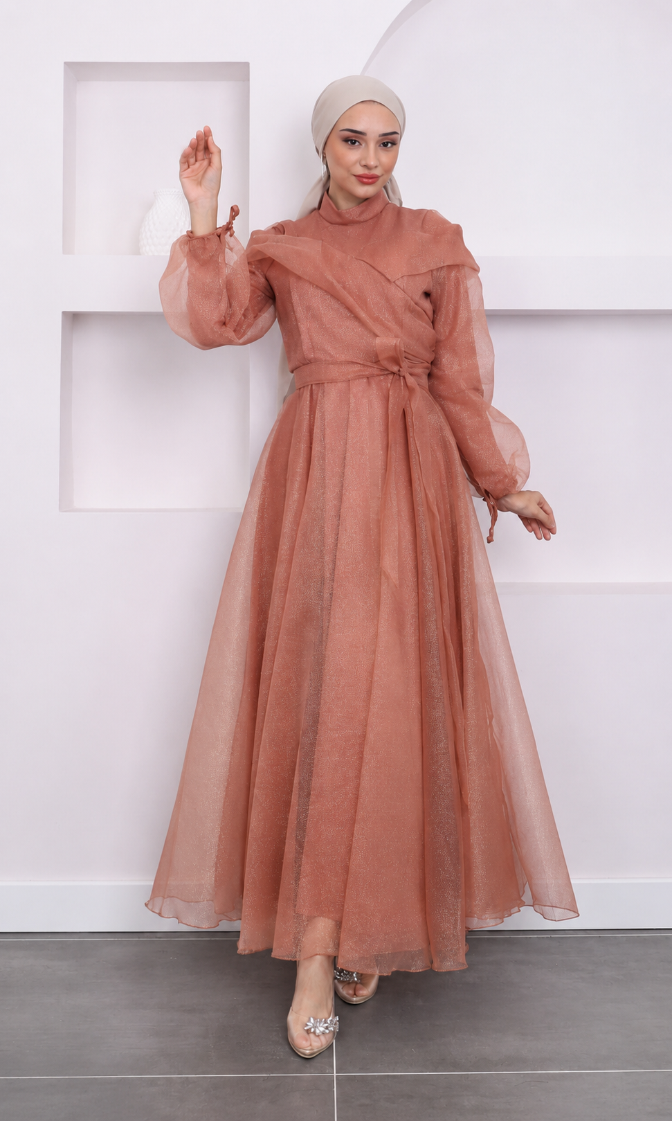 Princess Hijab Dress - Peach