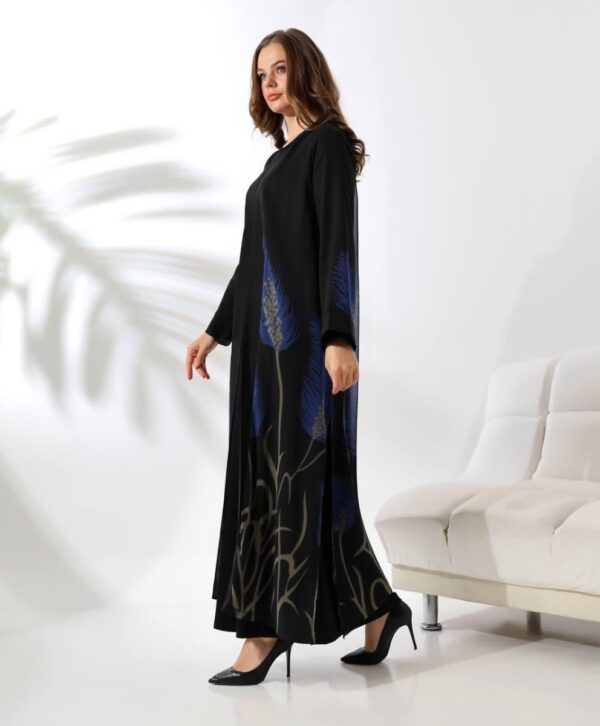 Royal Blue Two-Piece Abaya - Image 3