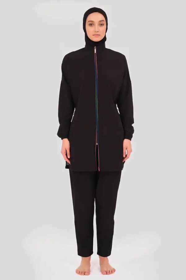 Black Burkini with Colourful Design Top - Image 2