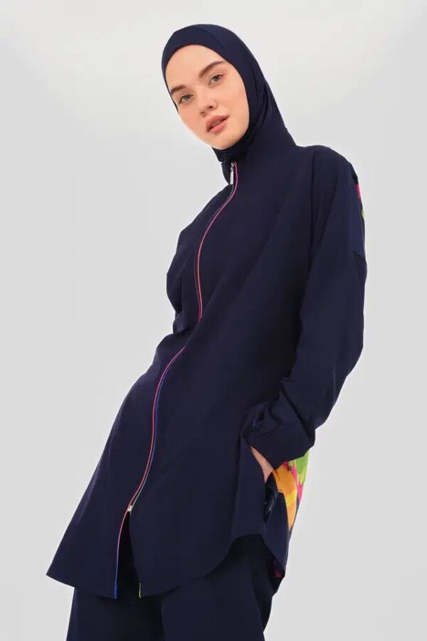 Black Burkini with Colourful Design Top - Image 4