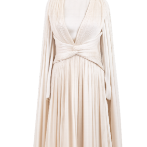 Elegance Pleated Gown – Cream Luxury Edition