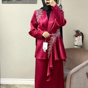 Fuchsia Peplum Two-Piece Evening Set