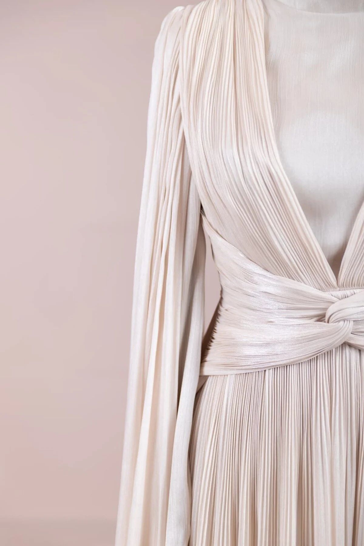Elegance Pleated Gown – Cream Luxury Edition - Image 8