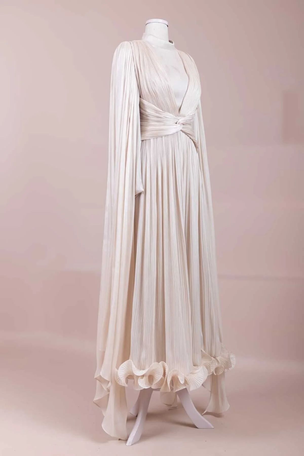 Elegance Pleated Gown – Cream Luxury Edition - Image 5