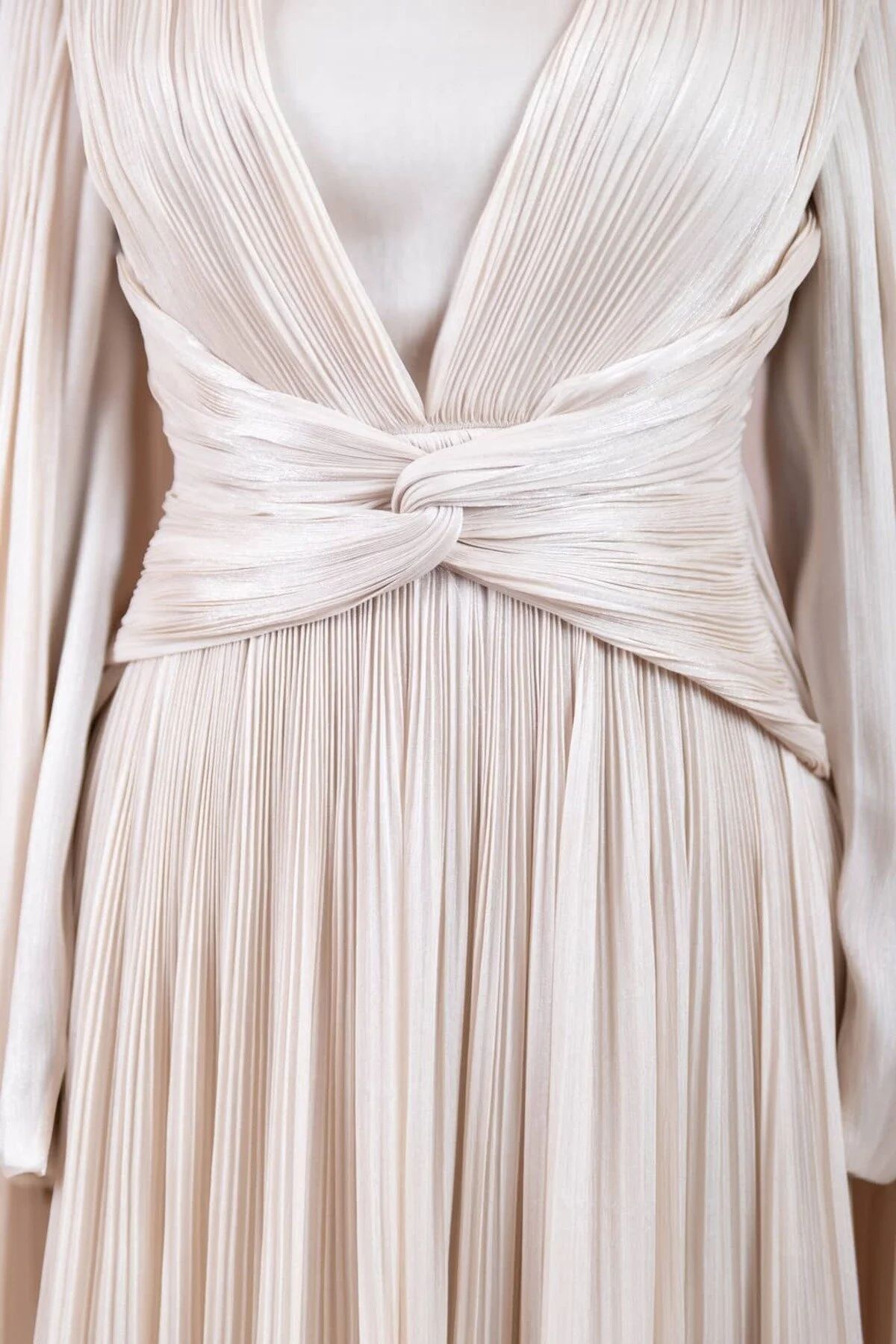 Elegance Pleated Gown – Cream Luxury Edition - Image 4