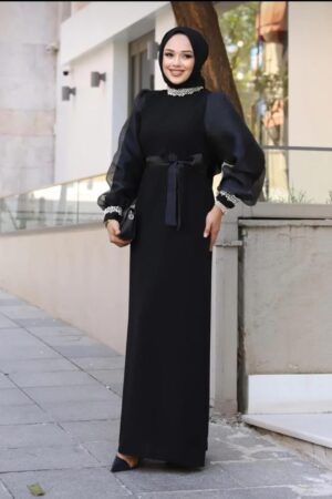Elegant Evening Dress with Stone Detailing