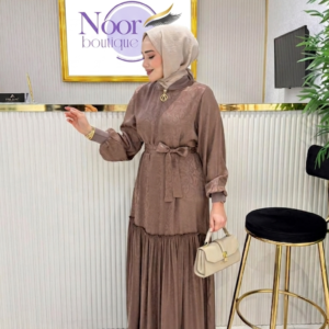 Cotton Jacquard Maxi Dress – Earthy Mocha