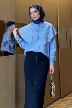 Striped Bib Collar Tunic