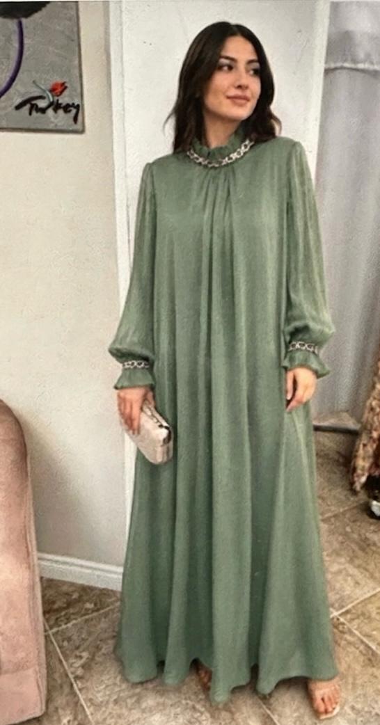 Glow Pleated Evening Hijab Dress - Image 5