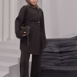 Dark Brown Modal Tunic-Pants Set