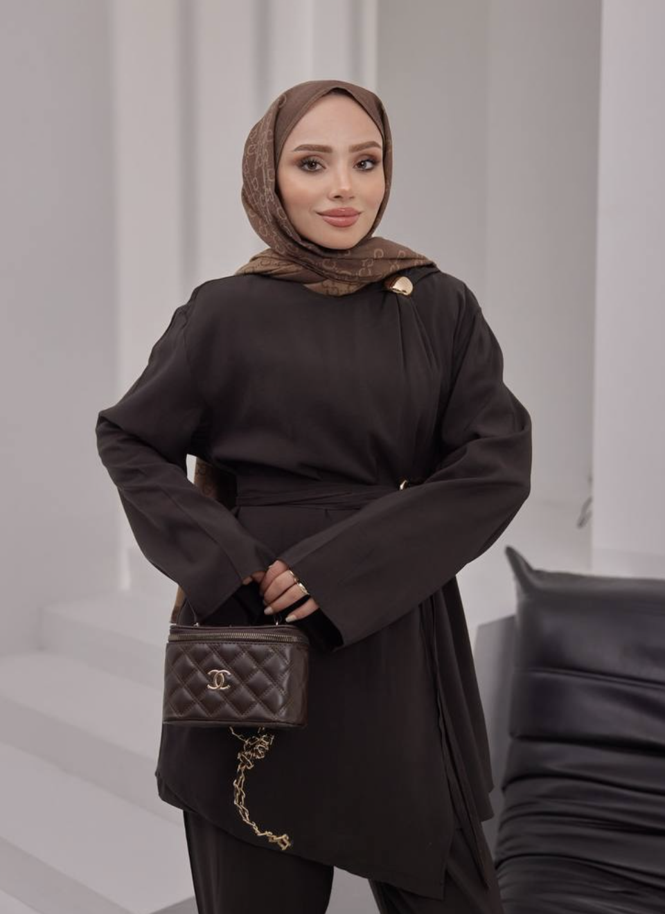 Dark Brown Modal Tunic-Pants Set - Image 3