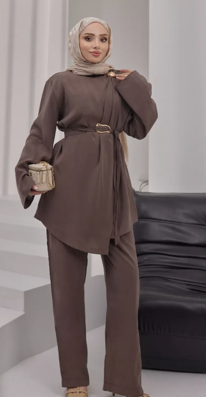 Light Brown Modal Tunic-Pants Set