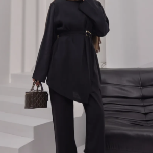 Black Modal Tunic-Pants Set