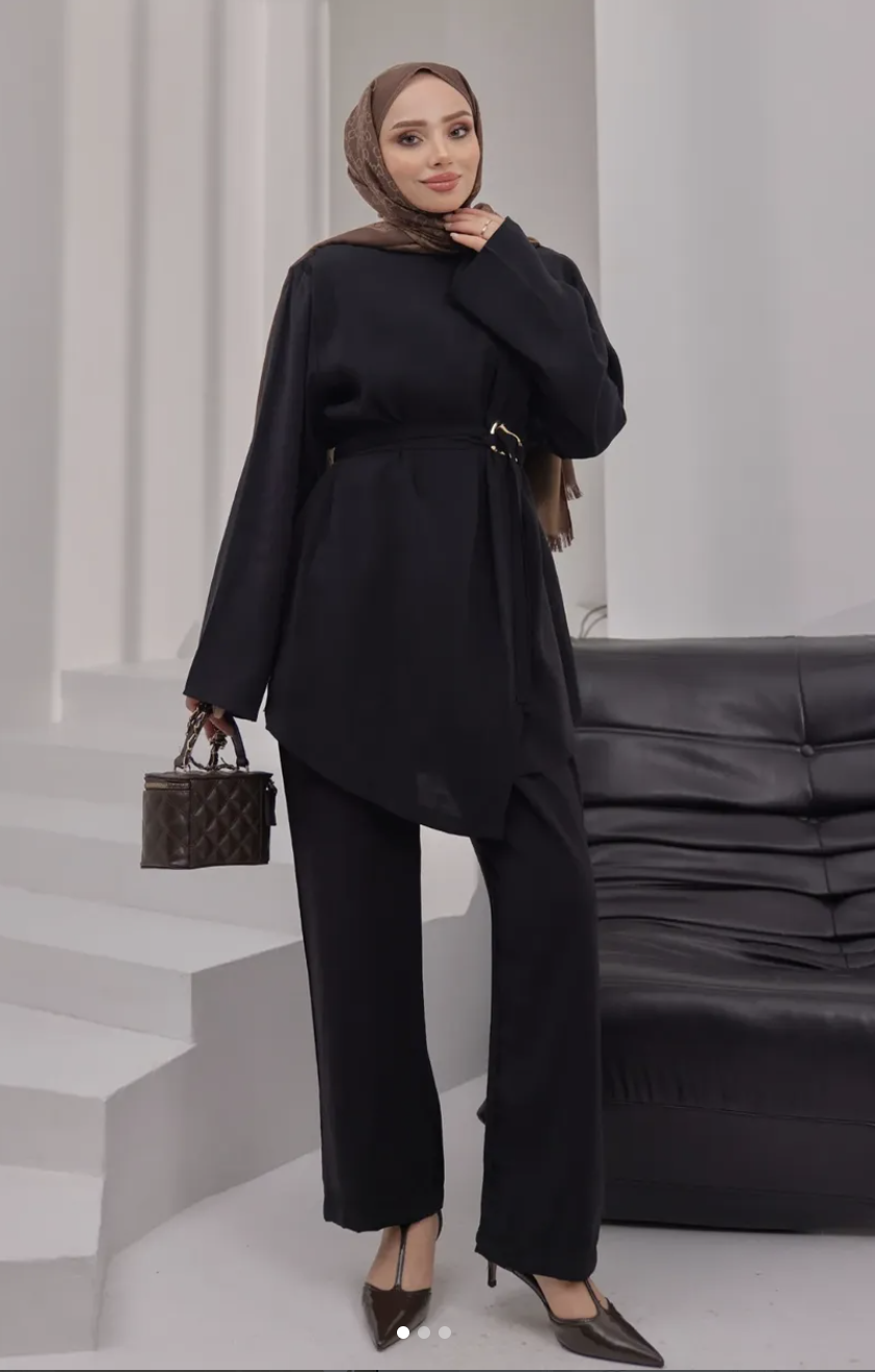 Black Modal Tunic-Pants Set