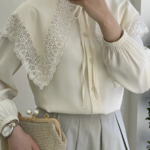 White Lace Collar Blouse