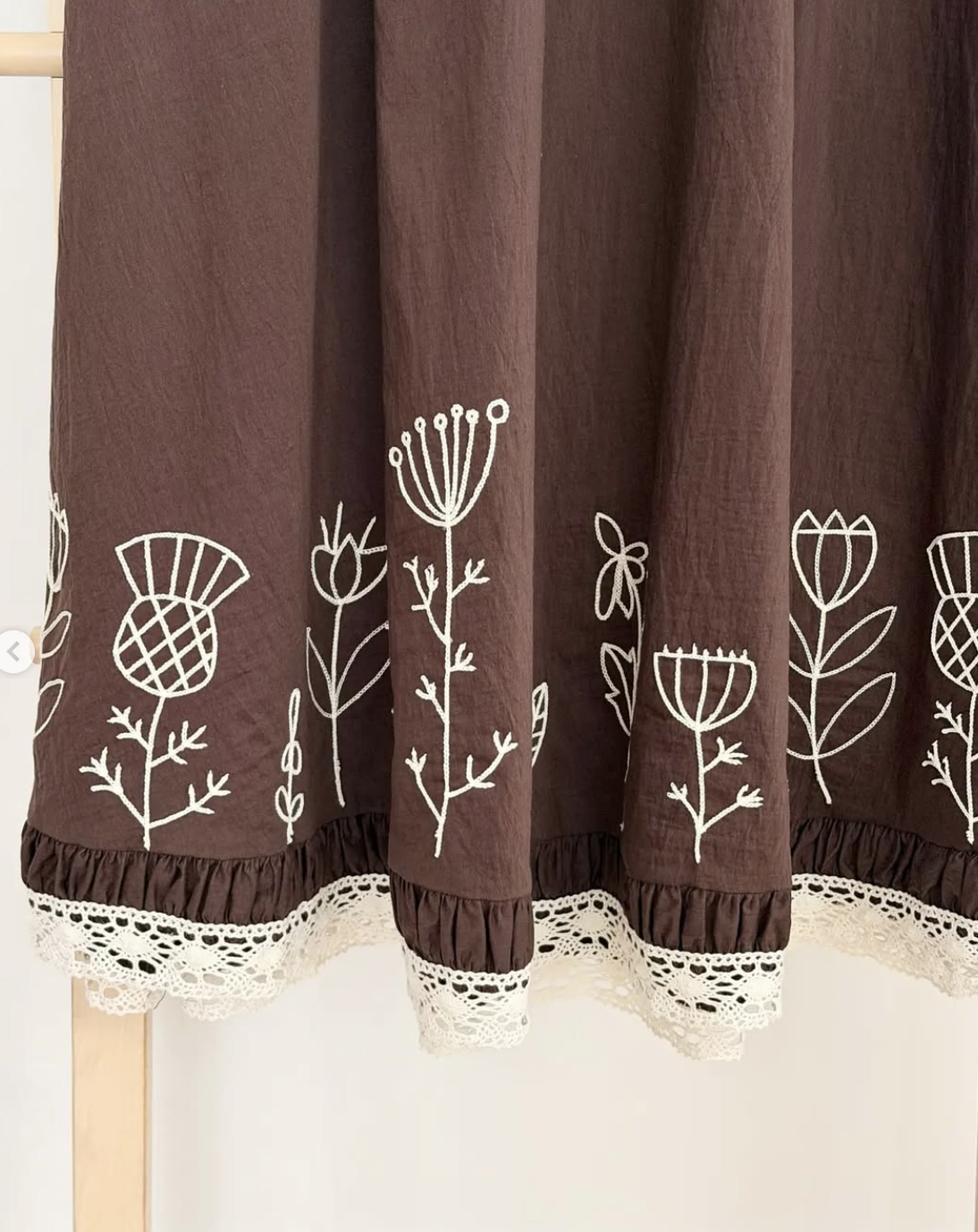 Brown Floral Embroidered Maxi Skirt - Image 3