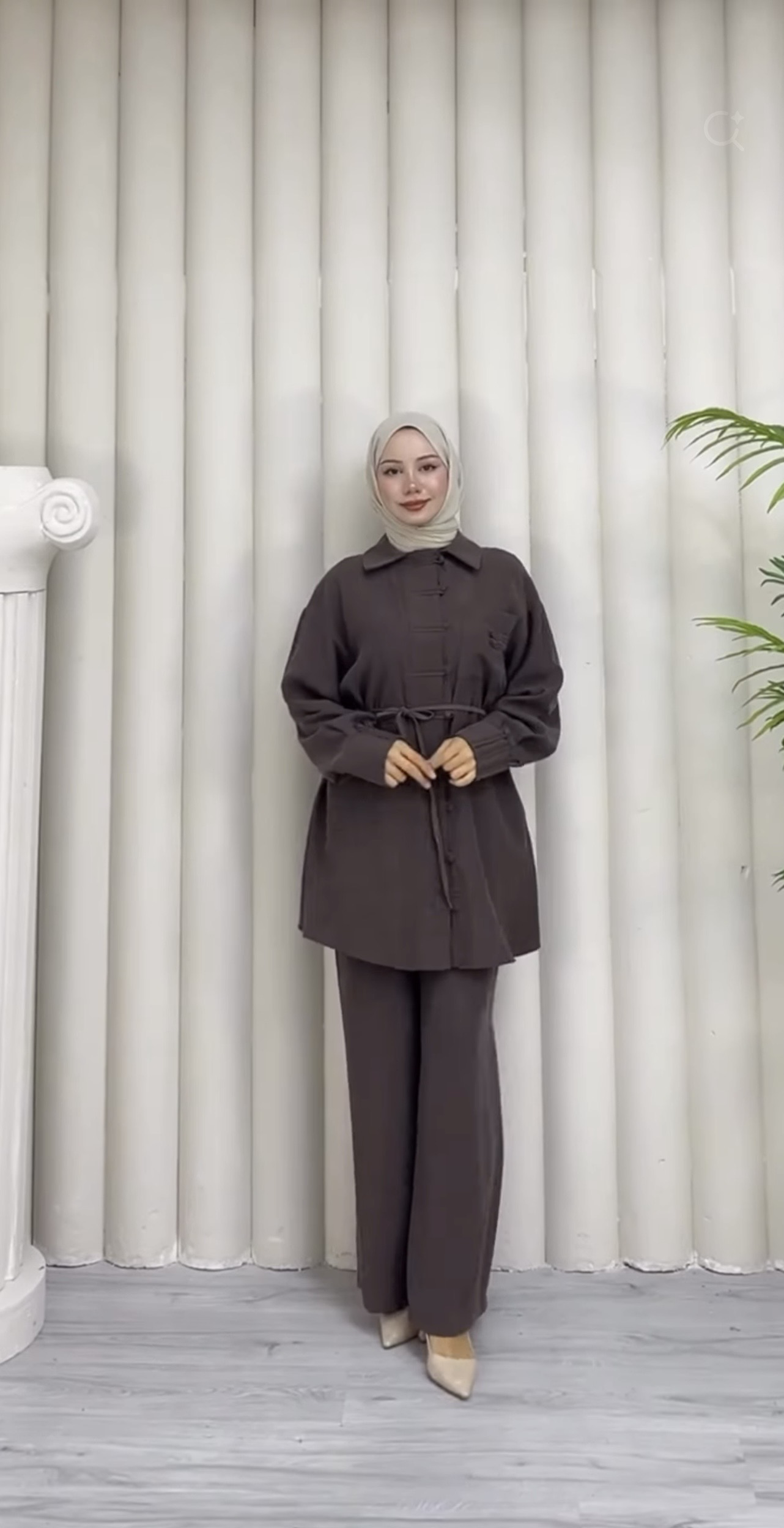 Belted Modest Two Piece Set