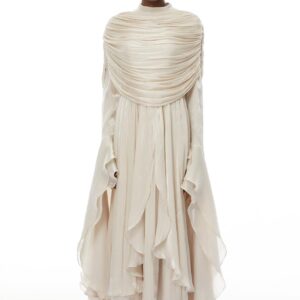 Ivory Chiffon Ruffled Glow Evening Gown