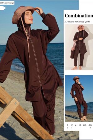 Brown Quick-Dry Modest Swimwear Set