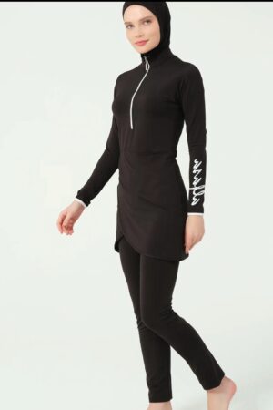Black Stretch Modest Swimwear Set
