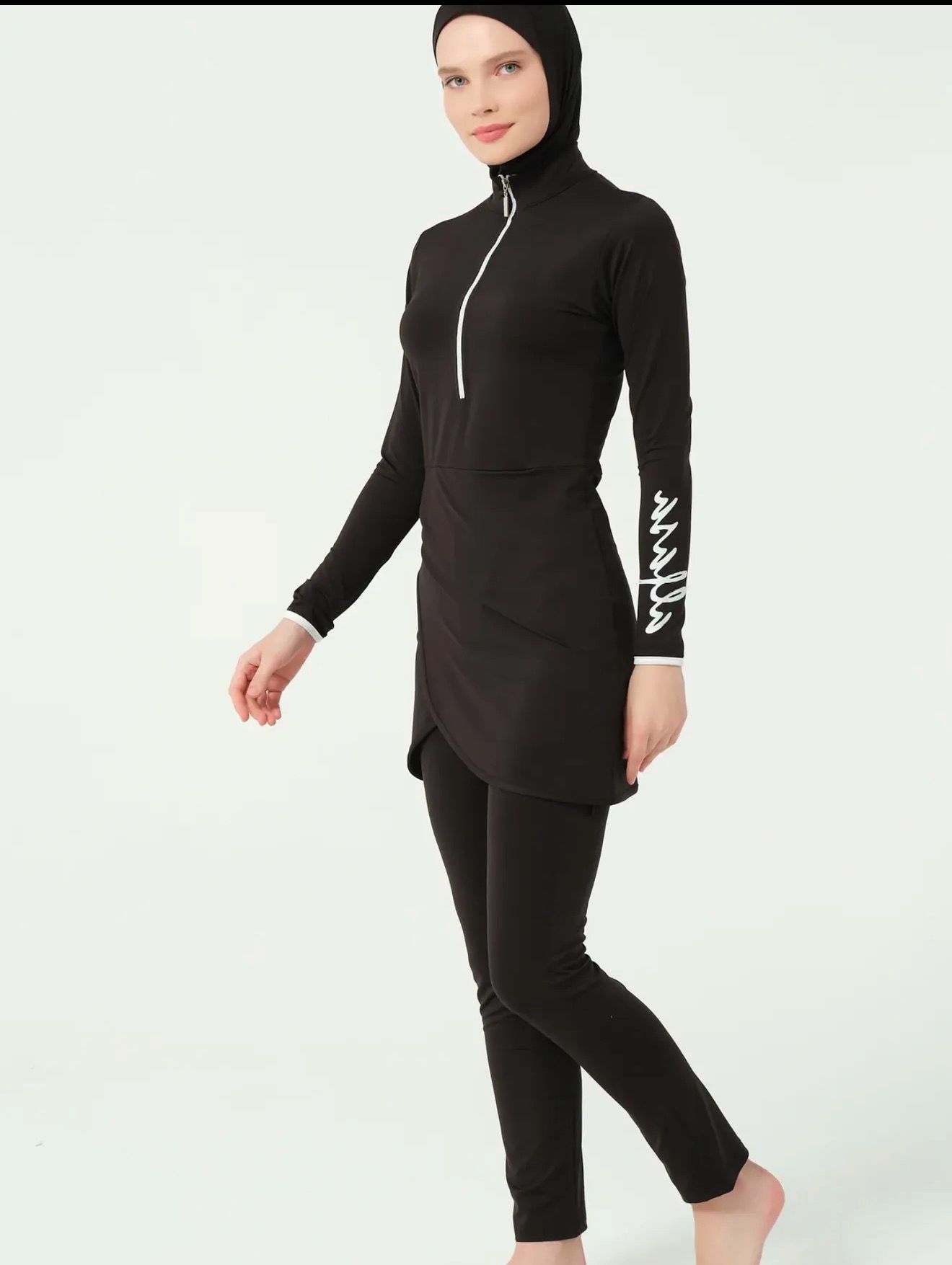Black Stretch Modest Swimwear Set
