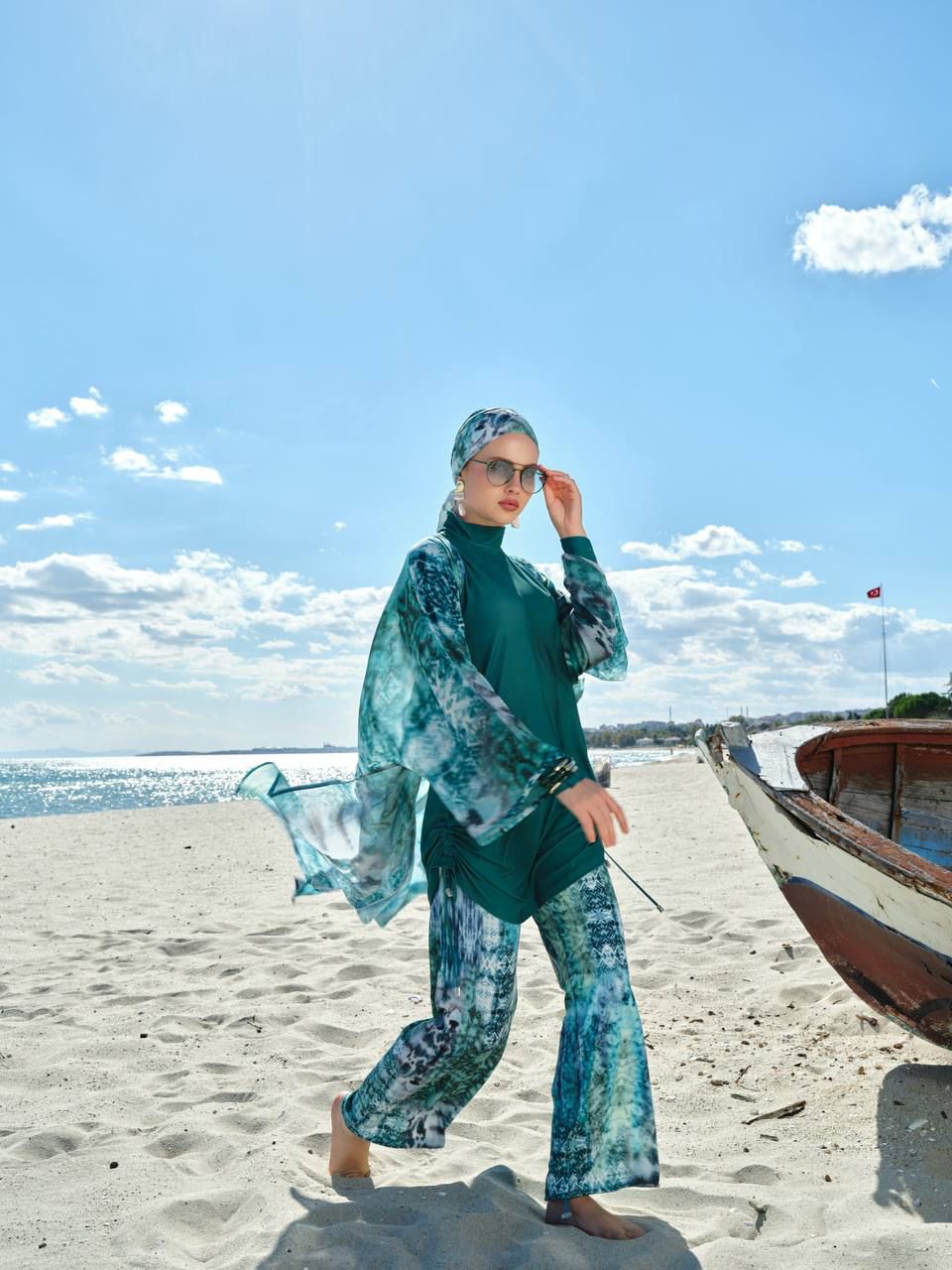 Emerald Printed Modest Swimwear Set