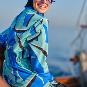 Aqua Abstract Modest Swimwear Set