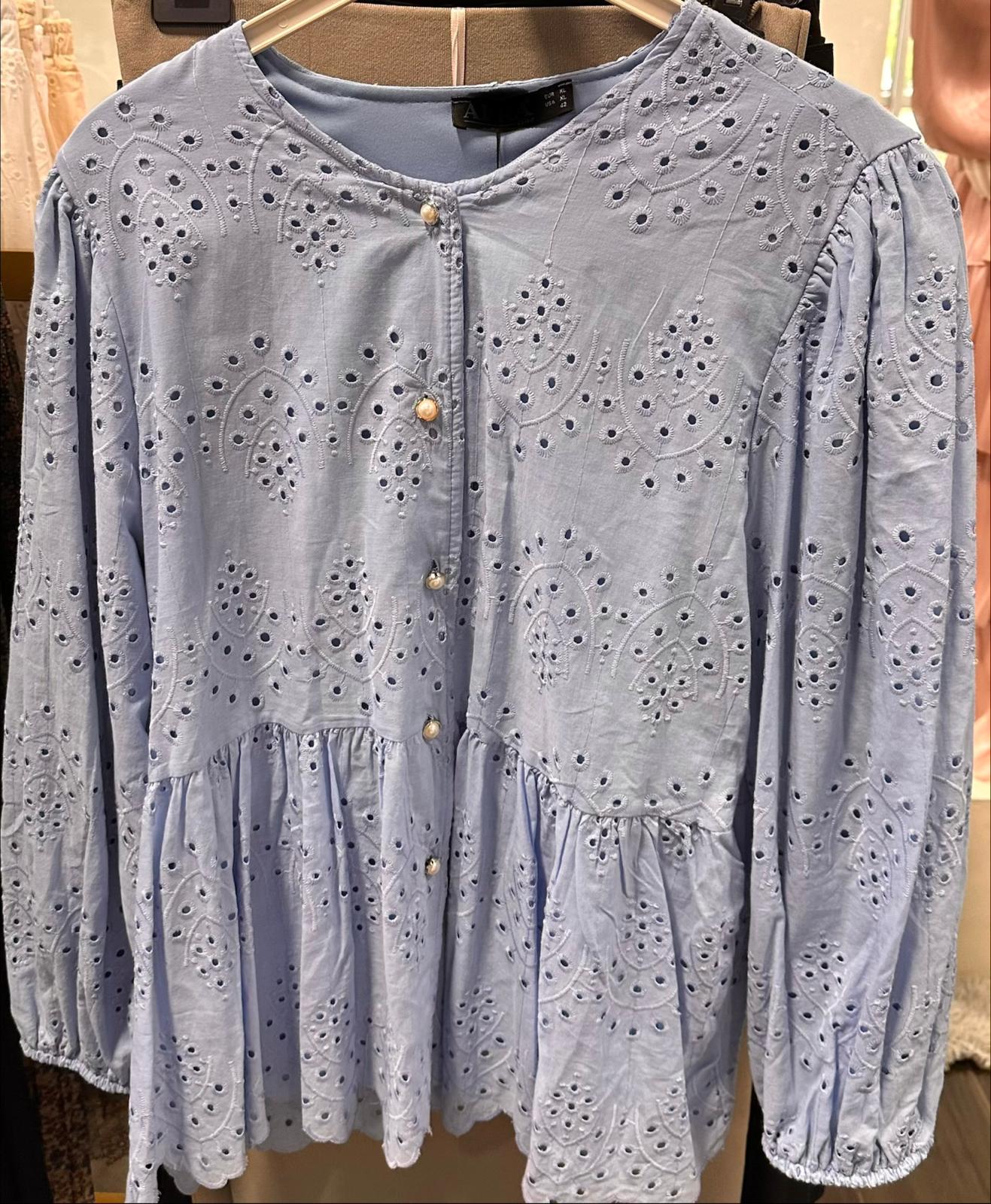 Broderie Lace Peplum Tunic Blouse - Image 14