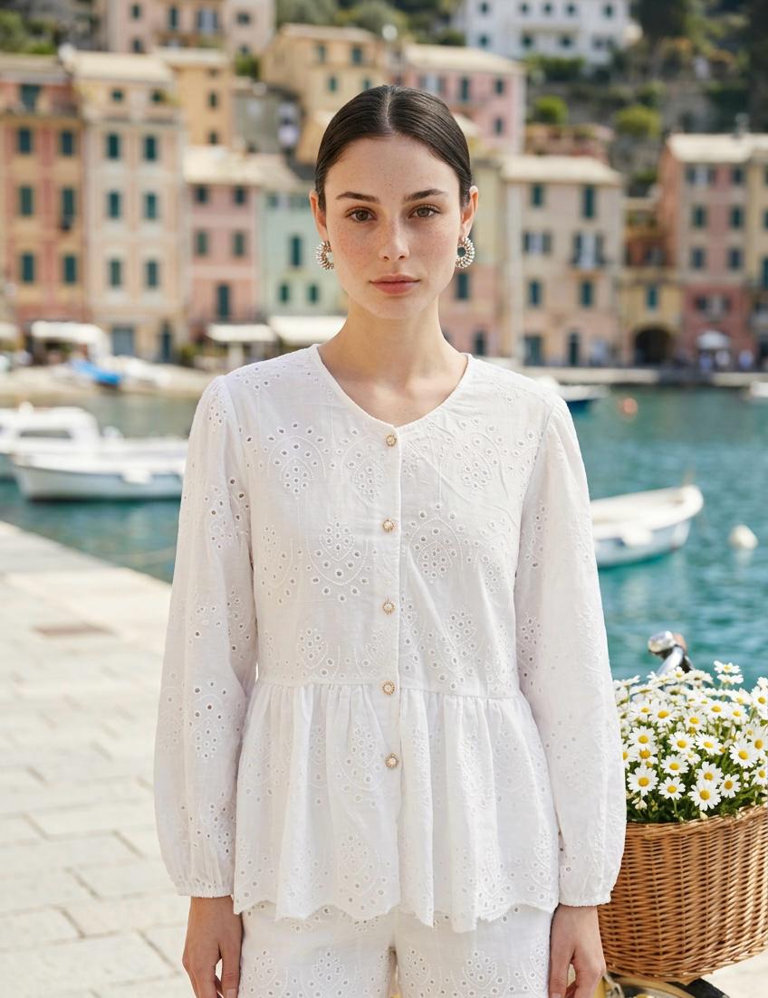 Broderie Lace Peplum Tunic Blouse - Image 13