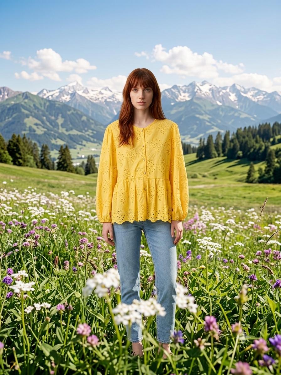 Broderie Lace Peplum Tunic Blouse - Image 7