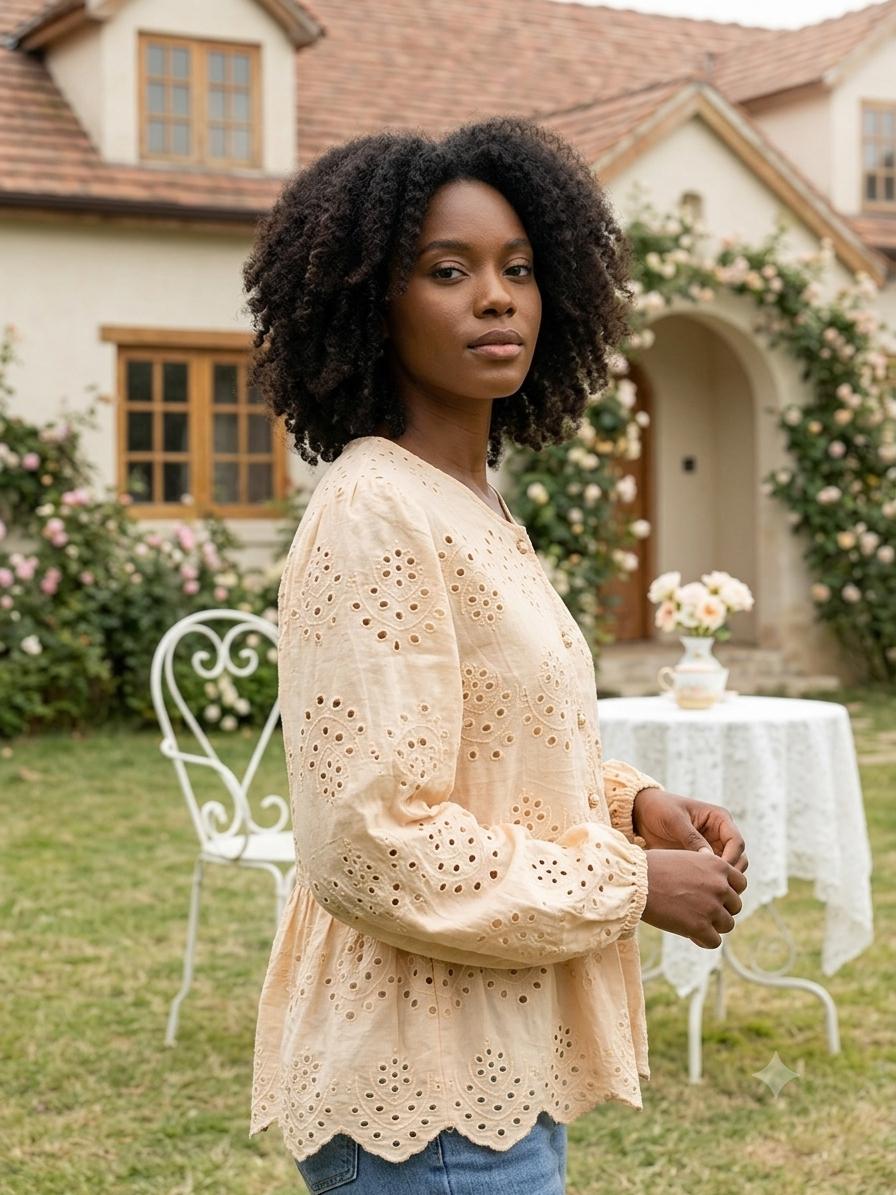 Broderie Lace Peplum Tunic Blouse - Image 10