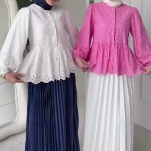 Broderie Lace Peplum Tunic Blouse