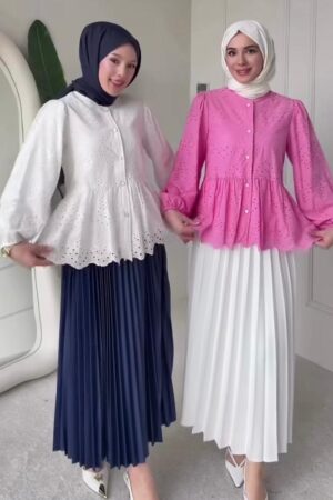 Broderie Lace Peplum Tunic Blouse