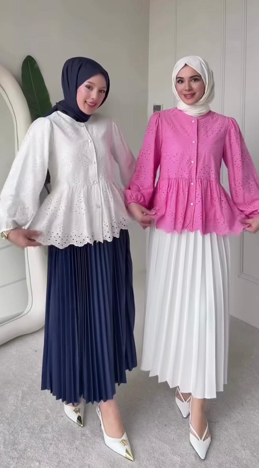 Broderie Lace Peplum Tunic Blouse