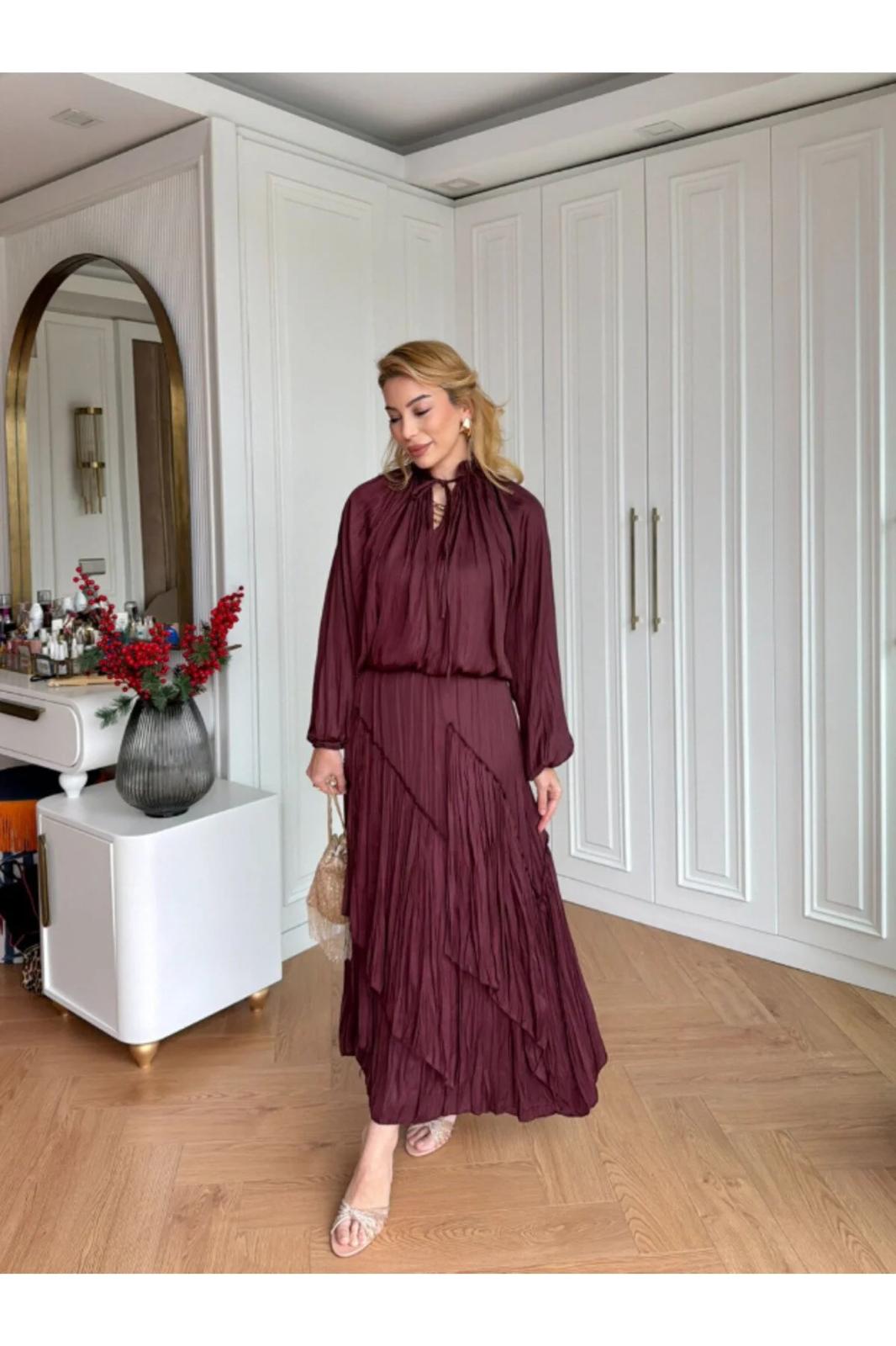 Olive Pleated Modest Two-Piece Set - Image 2
