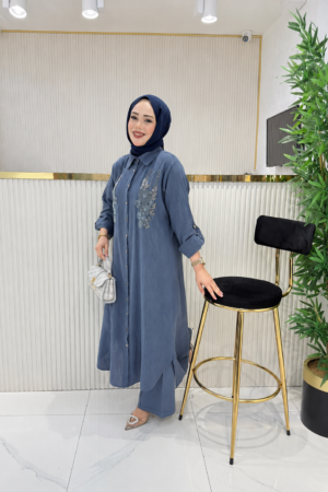 Embroidered Linen Two Piece Set