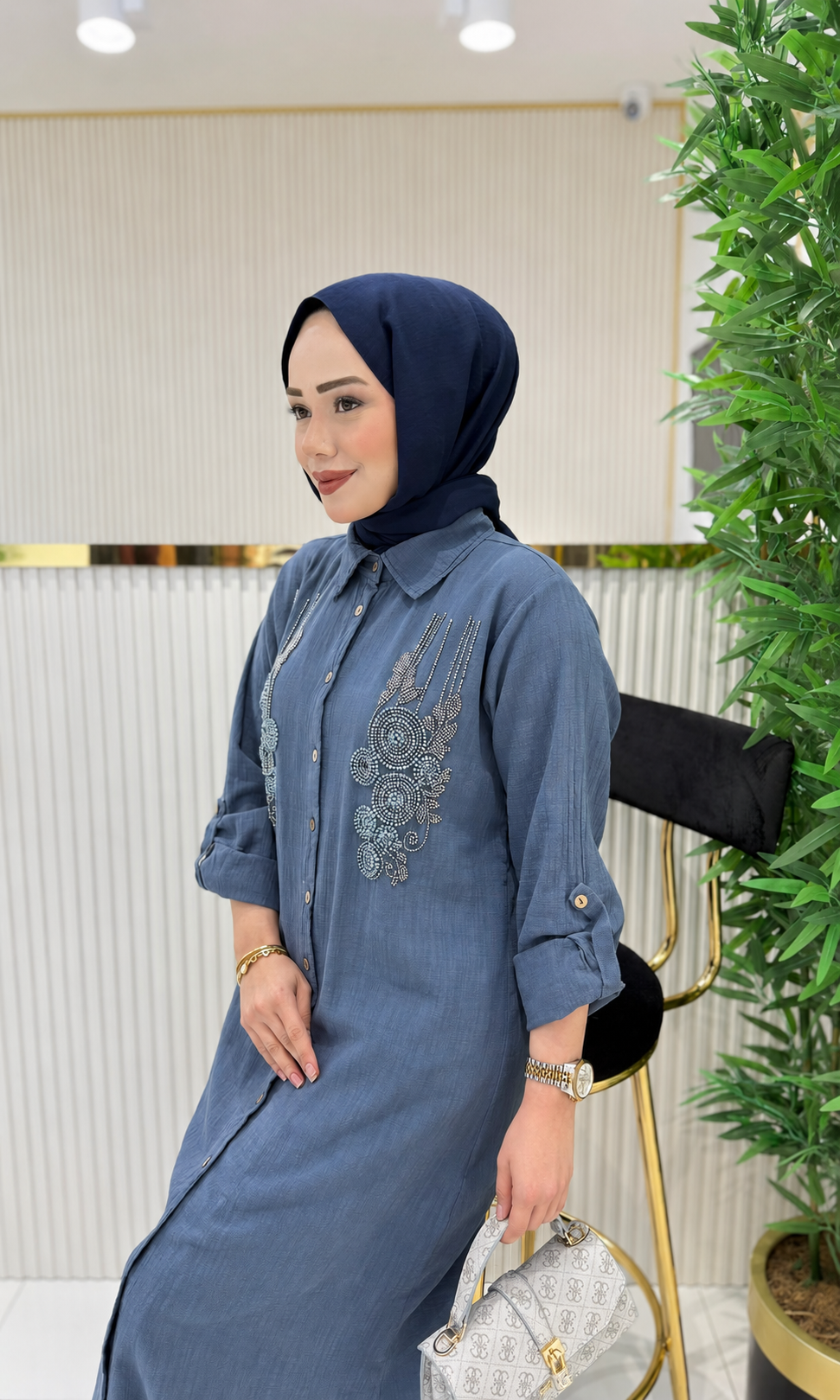 Embroidered Linen Two Piece Set - Image 2