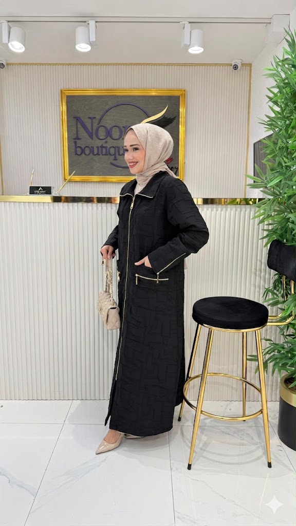 Black Lightweight Waffle Zip-Up Longline Overcoat