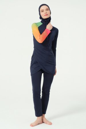 Ombre Sleeve Modest Swimwear Set – Navy