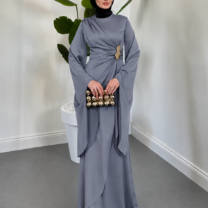 Flowing Sleeve Evening Dress