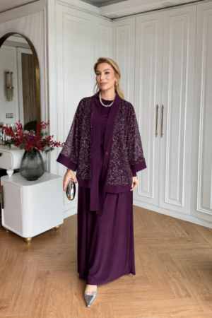 Sequin Jacket Three-Piece Set