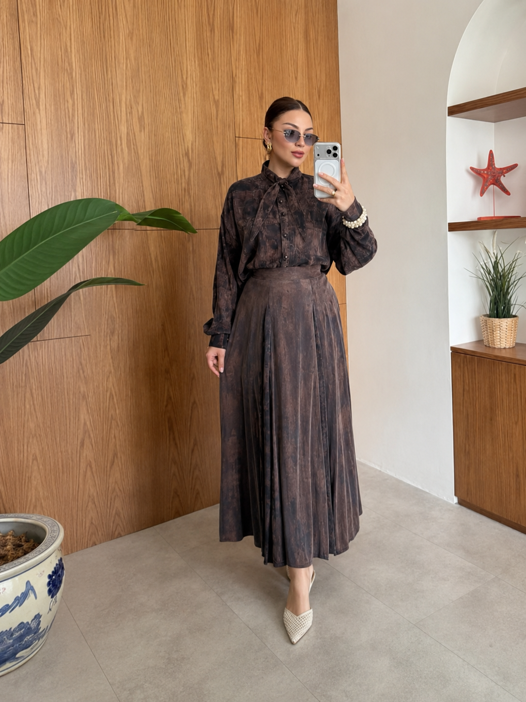 Silk Cupra Pleated Skirt Set - Image 2