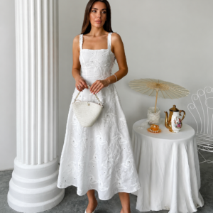White Lace-Up Dress