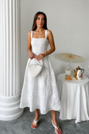 White Lace-Up Dress