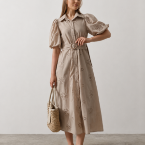 Beige Embroidered Dress