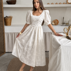 White Puff Sleeve Dress