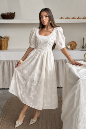 White Puff Sleeve Dress