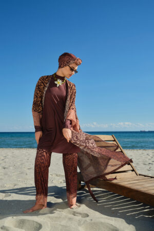 Brown Abstract Print Beach Pareo
