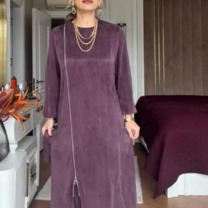 Asymmetrical Zip Detail Silk Cupra Tunic Set