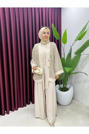 Luxury Mesh & Sequin 3-Piece Modest Suit Set